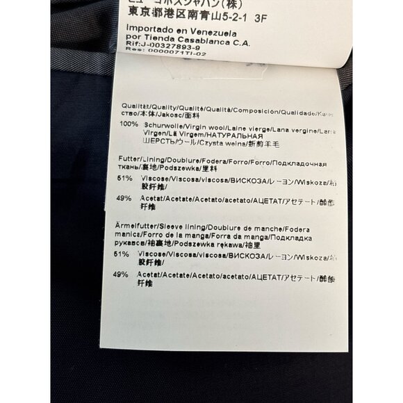 Hugo Boss Mens Navy Two-Button Blazer Jacket 46R Slim Fit Wool Blend Classic Sty - Picture 7 of 15